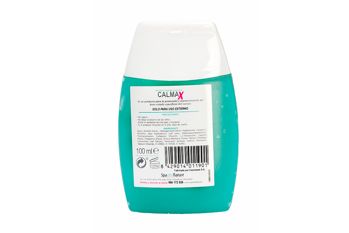 Calmax - Gel para masaje corporal con ingredientes naturales.
